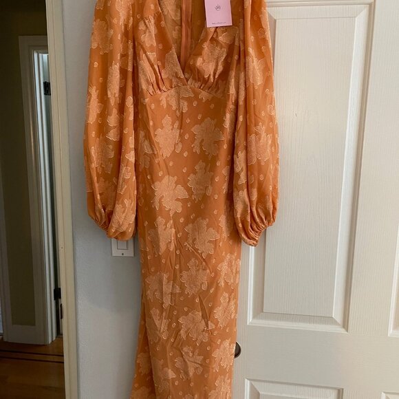 Hello Molly - RAISE THE SUN MIDI DRESS ORANGE (size XL/size 10) NEW - Picture 6 of 6